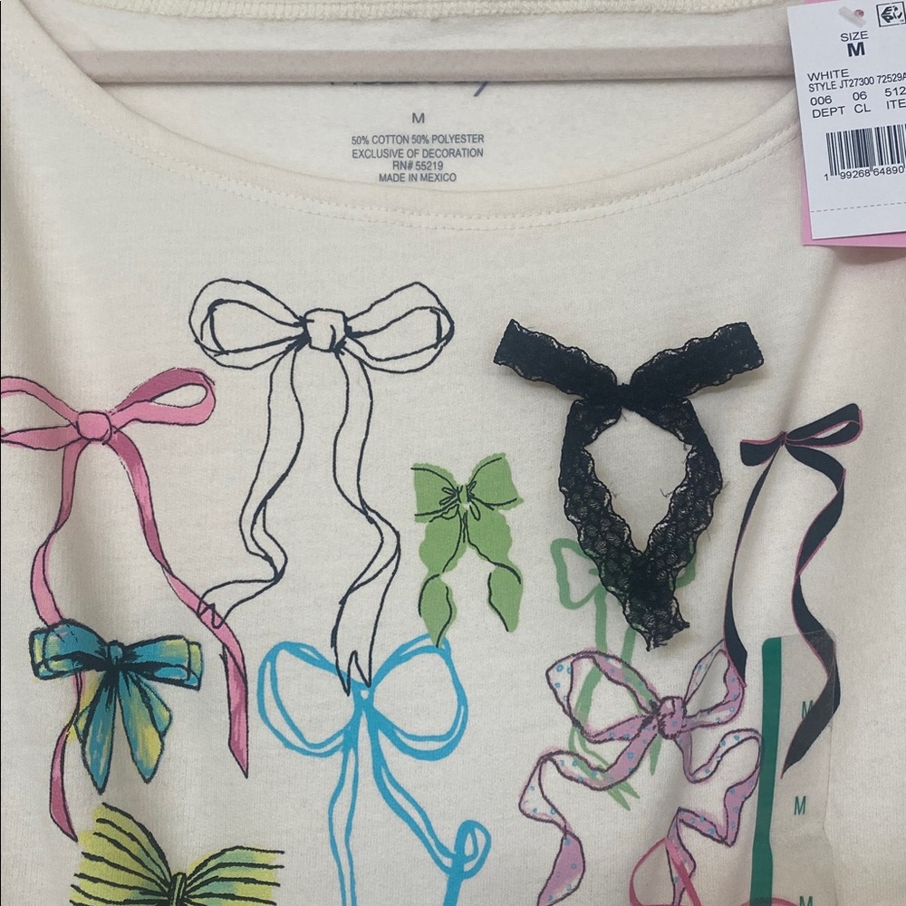 Cream Sweatshirt with Colorful Coquette Bow Designs - Picture 3 of 6